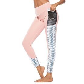 Women's Workout Leggings Yoga Running Pants Pockets (Color: Pink, size: XS)